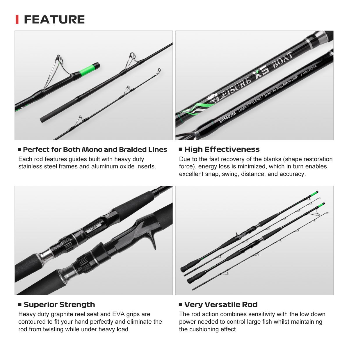 Canne Noeby LEISURE X5 BOAT 2,13m – 80-300 g – Image 6