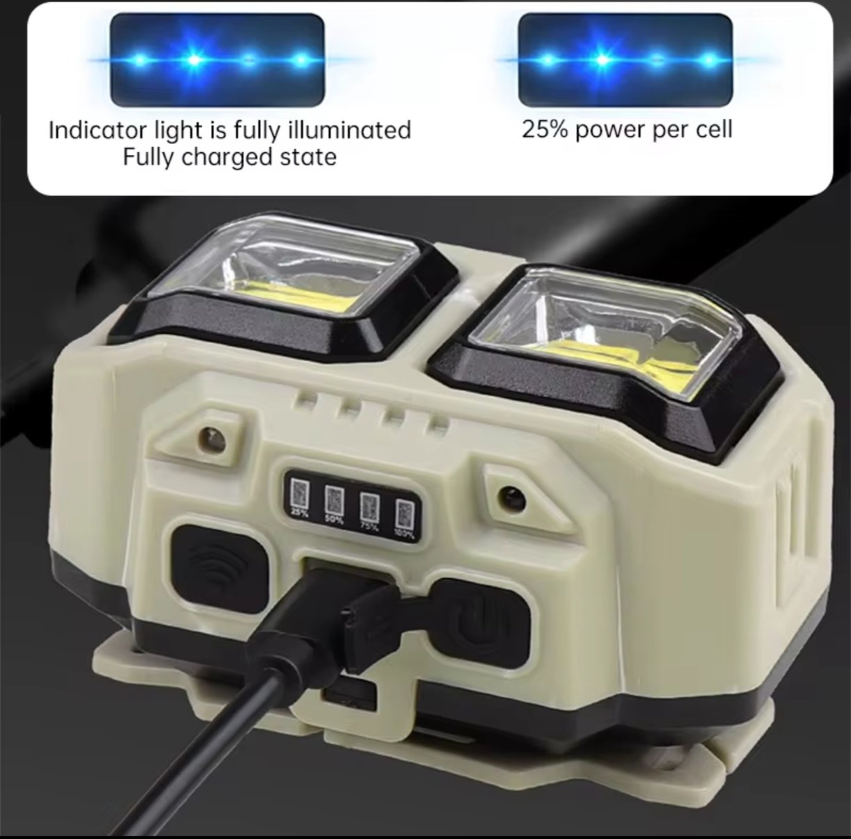 Lampe Frontale Rechargeable HX-816S – LED COB + Capteur Induction – Image 3